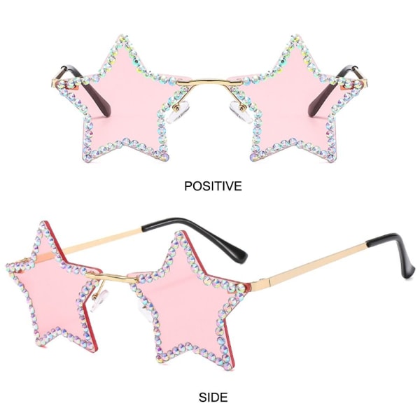 Tähtimuotoiset aurinkolasit Rhinestone Pentagon aurinkolasit PUNAINEN Red