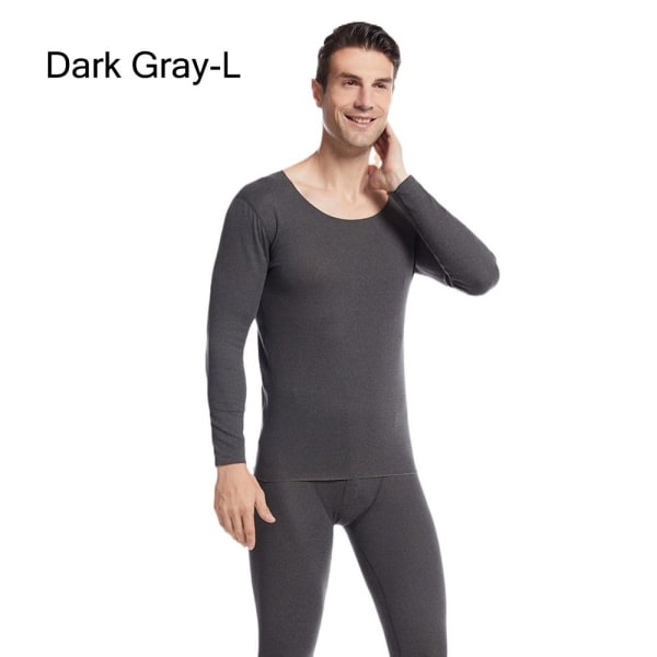 Termisk undertøj til mænd komplet sæt Long Johns Top & Bund MØRK Dark Gray L