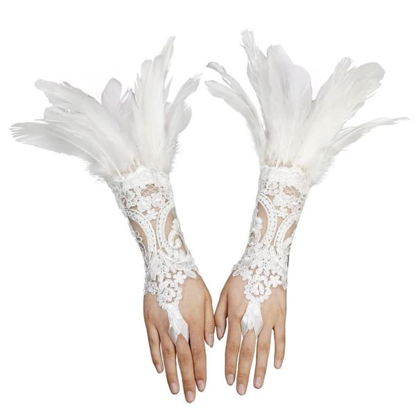 Lange fjerhandsker Gothic Mesh-ærmer vanter