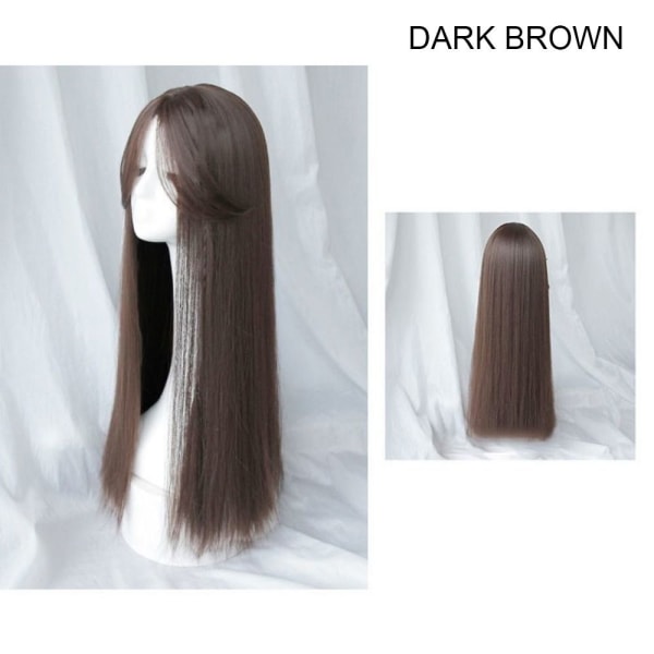 Rakt hår hel peruk MÖRKBRUN dark brown