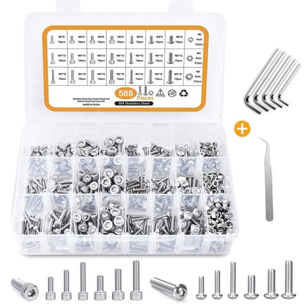 588st Bultar och muttrar Brickor Kit Metric Bolt Sortiment