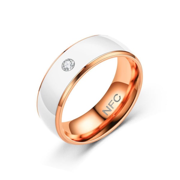 NFC Smart Ring Finger Digital Ring HVIT&ROSE GULL 11 WHITE&ROSE GOLD 11