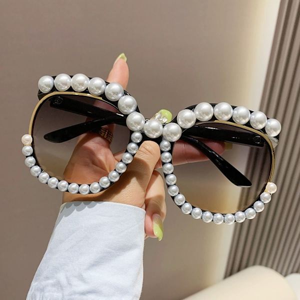 Pearl Sunglassesf eller Dame Festbriller SORT-GRÅ Black-Gray Yellow