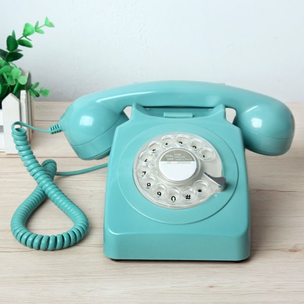 Vintage Rotary Dial Phone Retro stil fasttelefon HVIT White