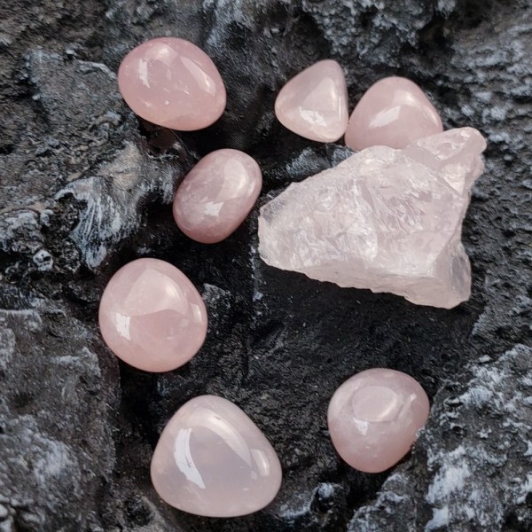 8 STK Pink Crystal Stone Sæt Healing Stones Mineral Prøve