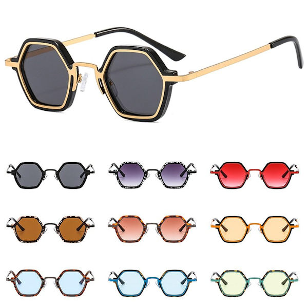 Små polygonala solglasögon Punk Shades LEOPARD-BLÅ LEOPARD-BLÅ Leopard-Blue