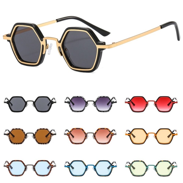 Små polygonale solbriller Punk Shades SORT LEOPARD-GRÅ SORT Black Leopard-Grey