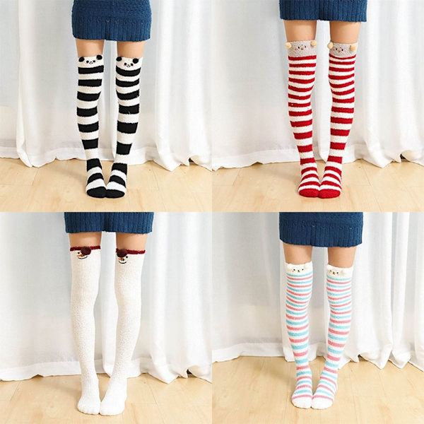 Coral Feece Sock Modeling Kne Sokker STYLE 5 STYLE 5 Style 5