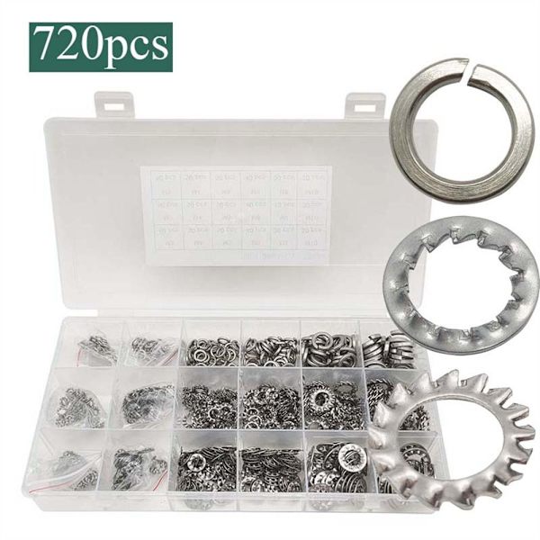 720 kpl lukkoaluslevyt jousialuslevyt Star Washer Assort