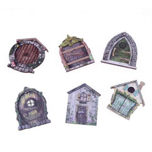 6 STK/ Set Miniatyr Sagor Dörr Fairy Garden Gate Trädörr