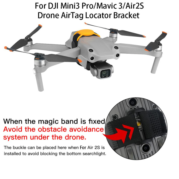 För DJI Mini3 Pro/Mavic 3/Air2S Drone AirTag Locator Bracket svart