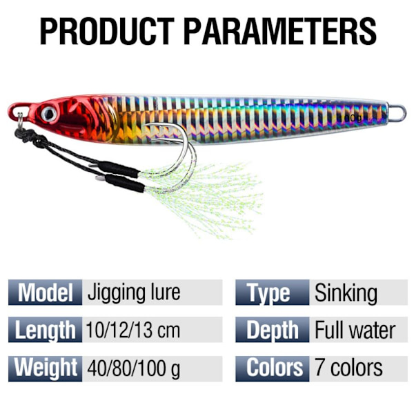 Fiskeagn Bionic Jig Lure 100GSTYLE 7 LYSENDE STIL 7 100gStyle 7 Luminous