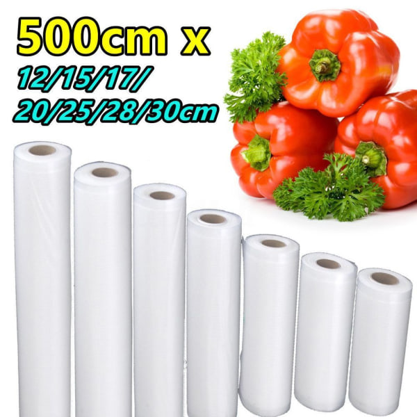 7 Størrelse 500 cm Vacuum Sealer Poser Fruit Fresh Keeper Pouch 12x500cm
