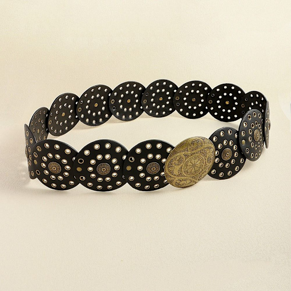 Skivebælte Hulbælte SORT SØLVSPÆNDE SØLVSPÆNE Black Silver Buckle-Silver Buckle