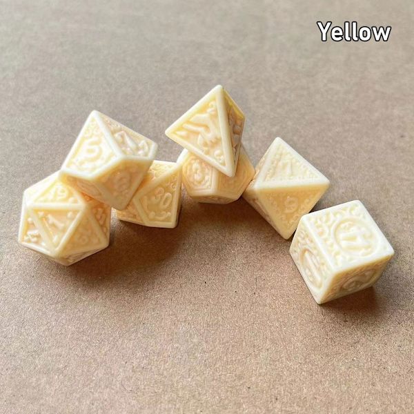 7 Stk/sæt DND Terning Polyhedral Terning GUL GUL yellow