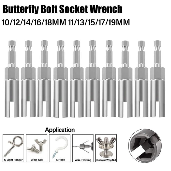 Vingmutter Driver Slot Butterfly Bolt Sockelhylsa 14MM 14MM 14MM
