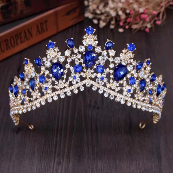 Krystall Vanndråpe Kroner Rhinestone Tiara Krone HVIT White