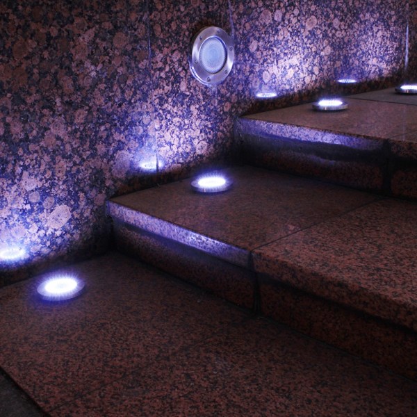 8LED Night Buried Light Solar Ground Light HVIT LYS HVIT white light