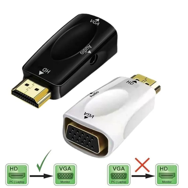 HDMI-kompatibel til VGA Adapter Converter Adapter SORT Black