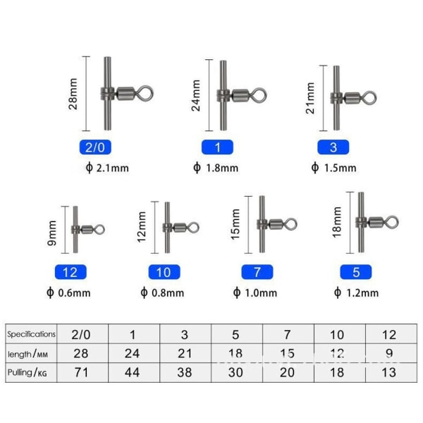 10 stk/sett Tube Fishing Swivels Hylser Rulleswivel 1-1,4MM 1-1.4mm