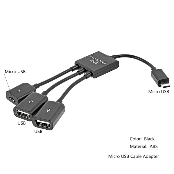 3-i-1 hane till hona Dual Micro USB Host OTG Hub