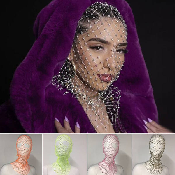 Rhinestone Headcover Shining Diamond Headwrap WHITE White