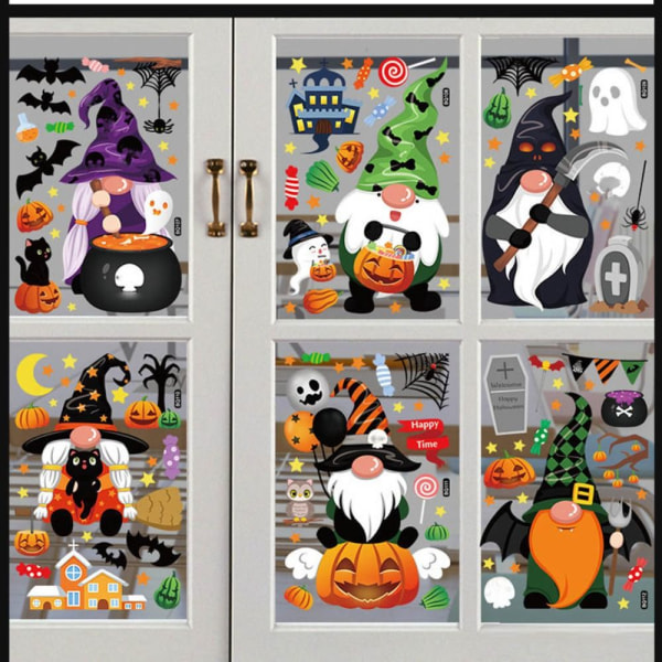 Halloween Staattiset Tarrat Kurpitsa Lepakot Witch Faceless Gnome 6Pcs/set