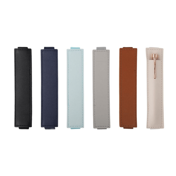 Læder Pen Sleeve Elastikbånd Pen Holder