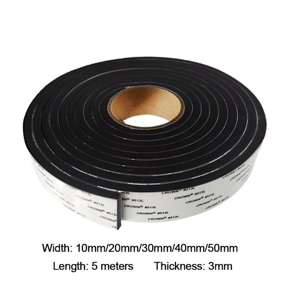 5M selvklebende svart EVA skumtape dørforsegling 20mm*5m