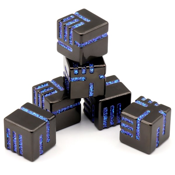 D6 metallinen set 6-puolinen noppa SININEN blue
