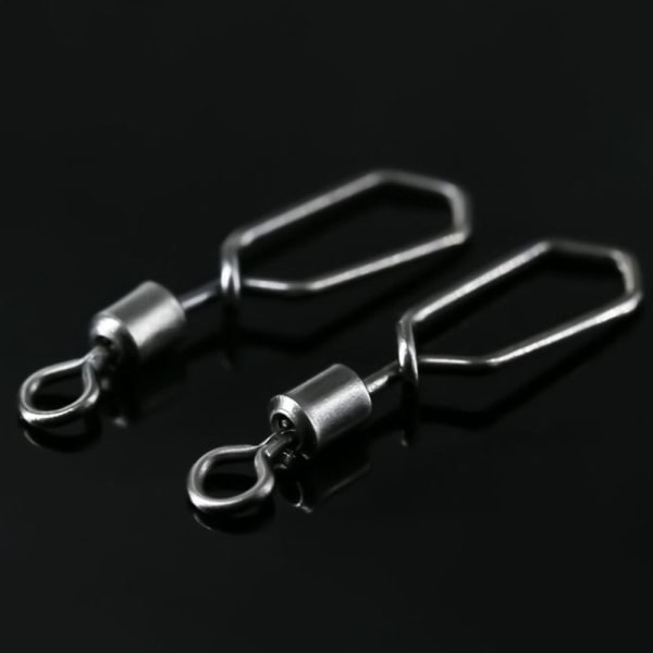 50 stk Fishing Snap Connector med Pin Rolling Swivel 6 6 6