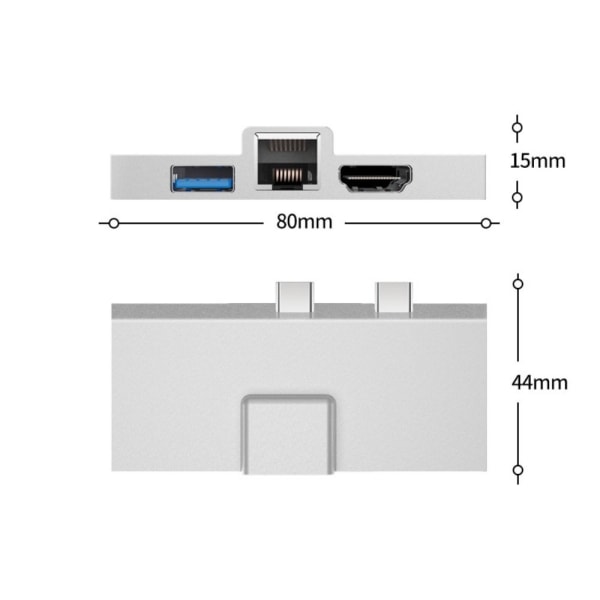 Type-C HUB-dokkingstasjon Gigabit RJ45