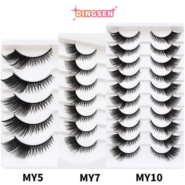 5/7/10 Par falske øyevipper Cat Eye Lashes MY7 MY7 MY7