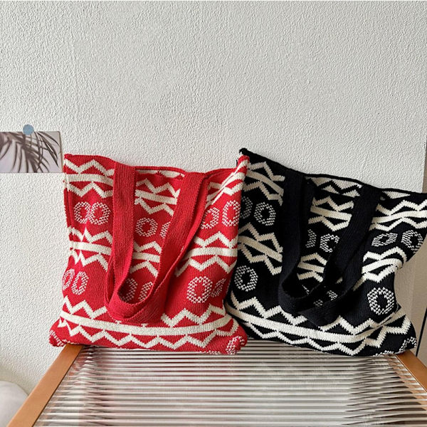 Håndvævet Taske Knot Håndledstaske SORT black