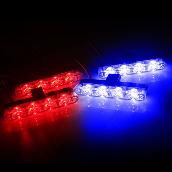 Bil Led lys Advarselslampe RØD&BLÅ red&blue
