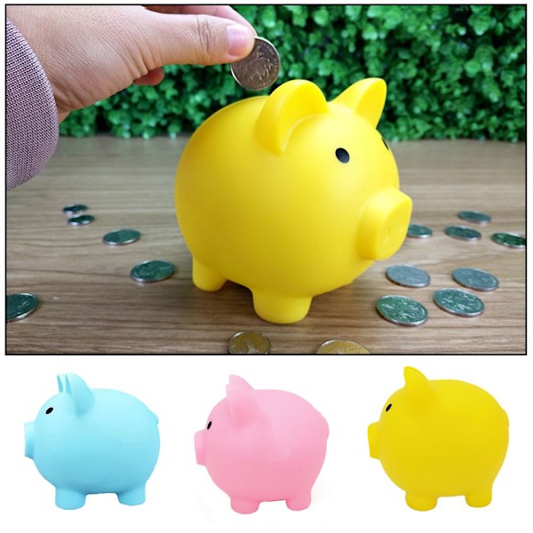 Sparkasse Tecknad grisformad Piggy Cash Bank yellow 8x10x9.4cm