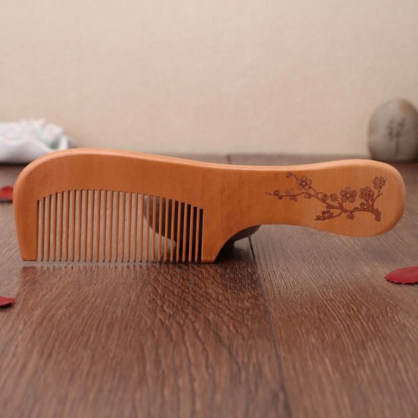 2 stk Peach Wood Comb Fine Tooth Comb 7 7 7