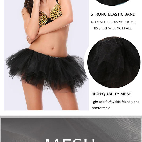 Tutu-nederdel 5-lags SORT Black