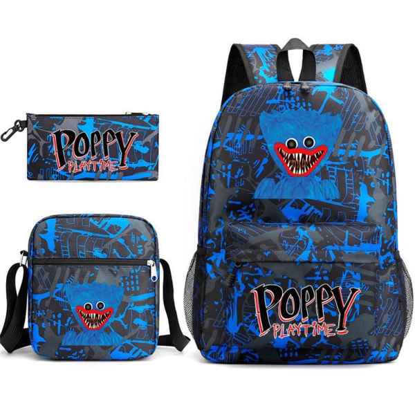 Poppy Playtime Ryggsäck Huggy Wuggys Ryggsäck Set BLÅ 2 Blue 2