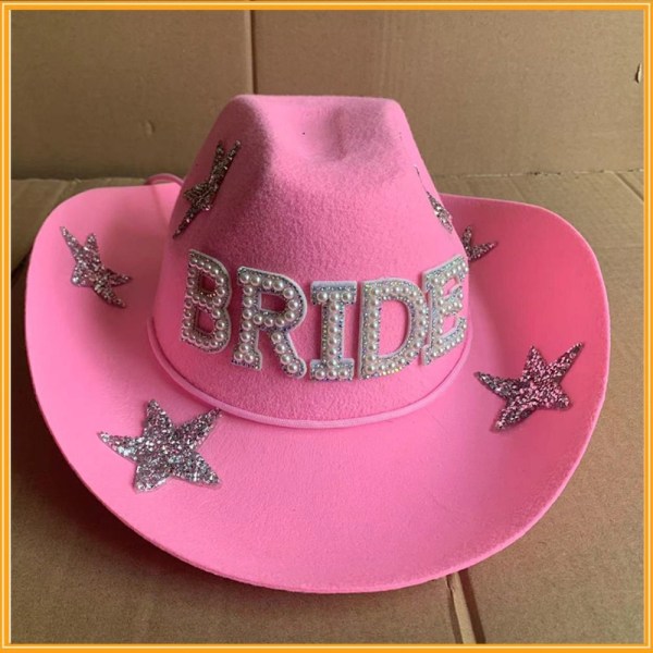 Cowboyhatt Brev Diamanthatt ROSA BRUDEBRUD Pink BRIDE-BRIDE