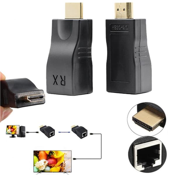 2 stk Ethernet-kabel til HDMI HDMI-forlenger BLÅ Blue