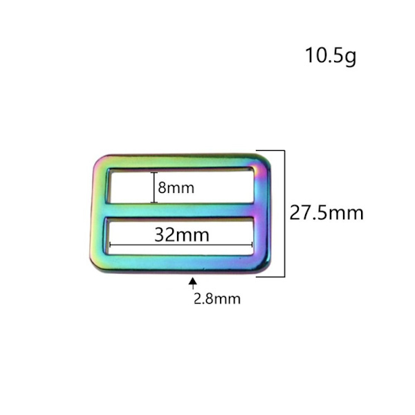 10 STK Rainbow Slide Strap Spænde Pung Hardware Slide Spænde
