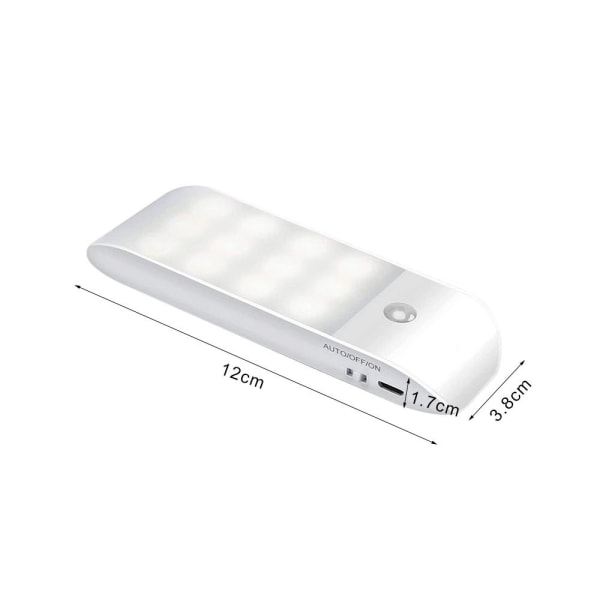 Oppladbar trapp USB Nattlys 12LEDs Bevegelsessensor white 2 Pcs