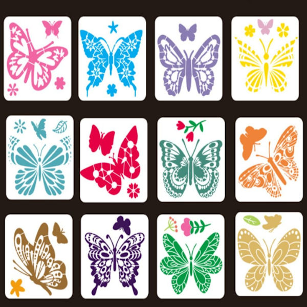 12 kpl Butterfly stensiilit Butterfly Template Art Painting