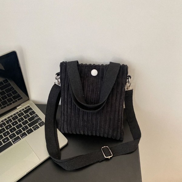 Skulderveske i lerret Crossbody liten veske SVART black