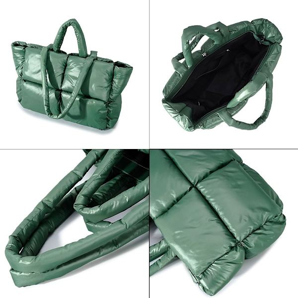 Stor puffer mulepose Quiltet puffer håndtaske SORT Black