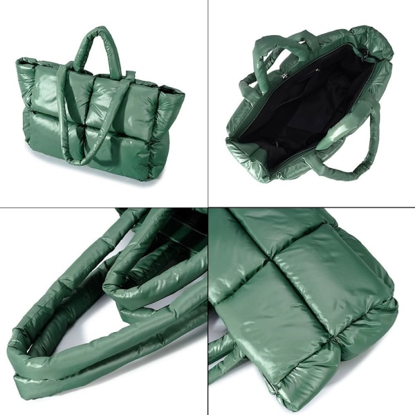 Stor Puffer Tote Bag Quiltet Puffer Handbag WHITE White