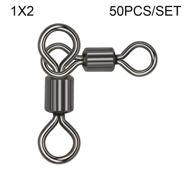 50stk/sett Fishing Swivels Sleeves Rolling Swivel 1X2 1X2 1x2