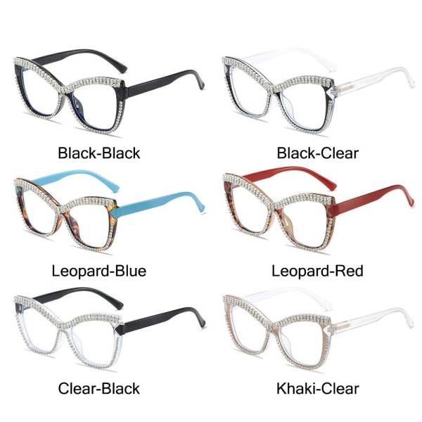 Rhinestone Cat Eye Briller Damebrillestel BLACK-CLEAR Black-Clear