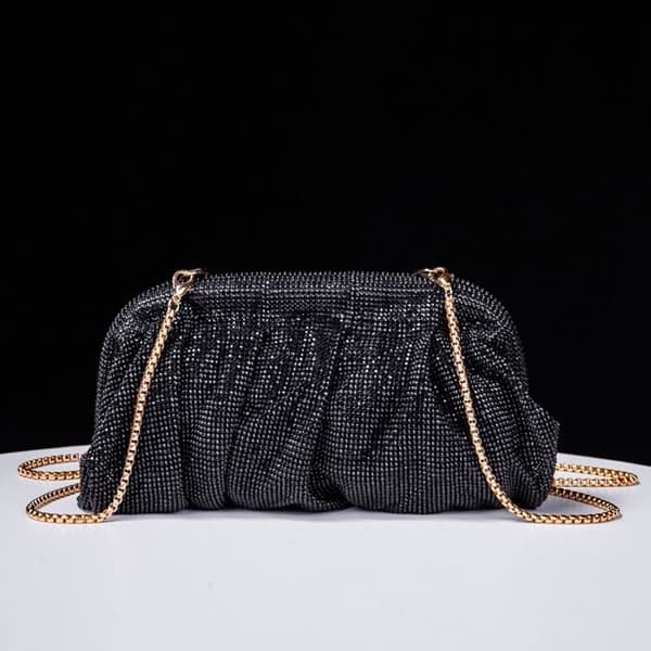 Shiny Rhinestones Handle Bag Evening Clutch Bag SØLV silver